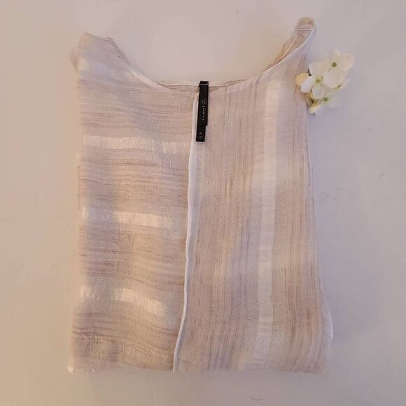 IC by Connie K Womens Blouse Short Sleeve Scoop Neck Cream Medium - Picture 10 of 10